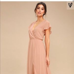 Lulus Lost In The Moment Blush Maxi Dress Size Med